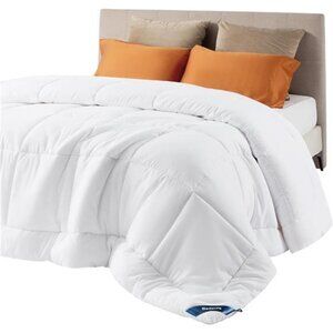 Comforter Duvet Insert - Quilted Comforters Queen Size (White, Queen 88"x88")